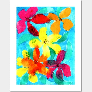 Flowers Watercolour Painterly Loose Vibrant Posters and Art